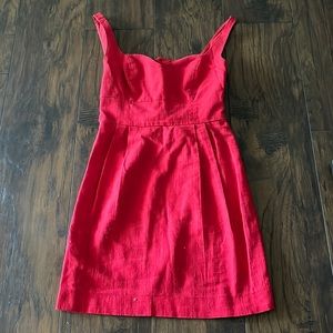 Red linen dress
